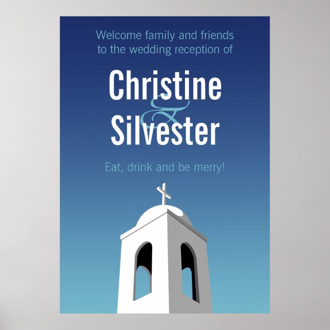 Mediterranean Summer, wedding reception welcome Poster (Front)