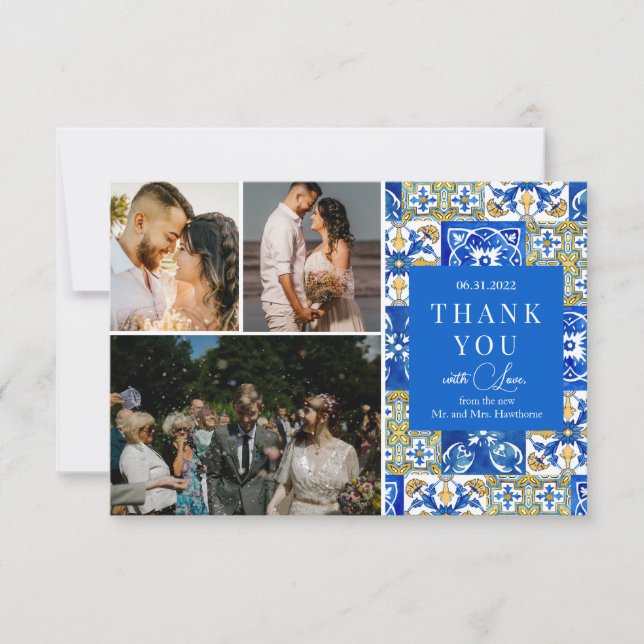 Mediterranean summer  Wedding "Thank you" Card (Front)