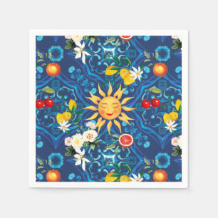 Mediterranean sun,fruits,summer,lemon art, napkins
