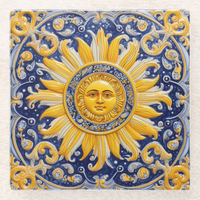 Mediterranean Sun  Glass Coaster (Front)