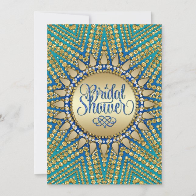 Mediterranean Sun Gold Glitter Bridal Shower Invitation (Front)