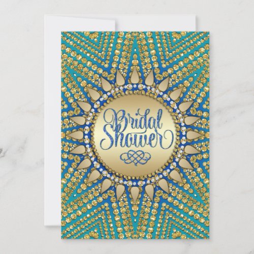 Mediterranean Sun Gold Glitter Bridal Shower Invites