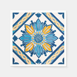 Mediterranean Sun & Sea Azulejo Cocktail Napkins