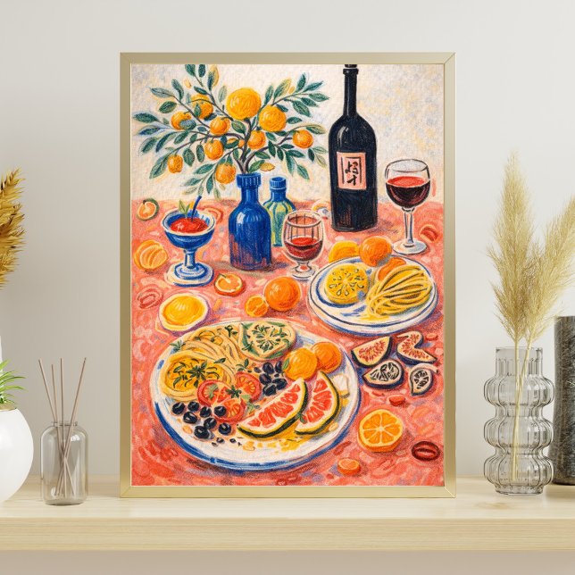 Mediterranean Table Still Life – Wine, Citrus Poster (Creator Uploaded)