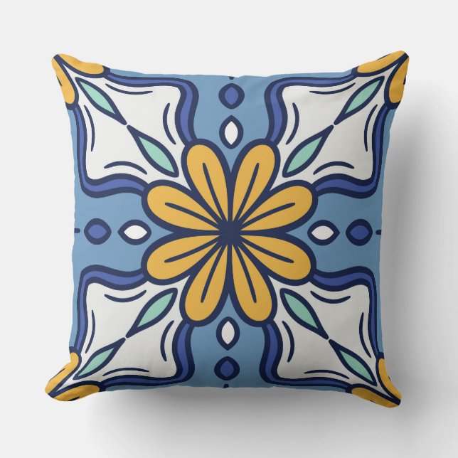 Mediterranean Talavera Tile Pillow (Front)