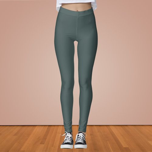 Mediterranean Teal Solid Color Leggings