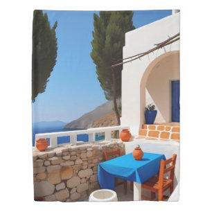 Mediterranean Terrace View Duvet Cover