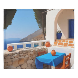 Mediterranean Terrace View Duvet Cover