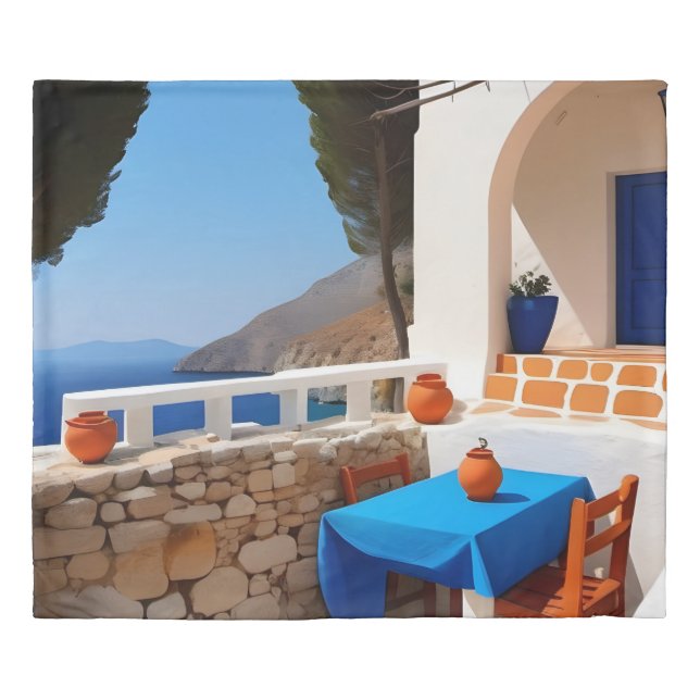 Mediterranean Terrace View Duvet Cover (Front)