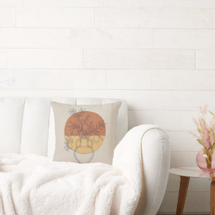 Mediterranean Terracotta Amphora Linen Throw Pillow