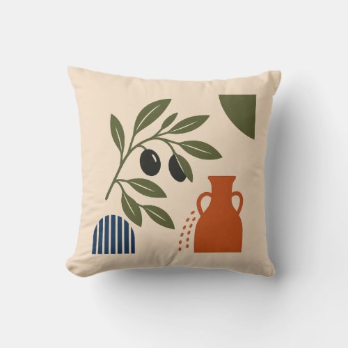 Mediterranean Terracotta Amphora Olive Cushion