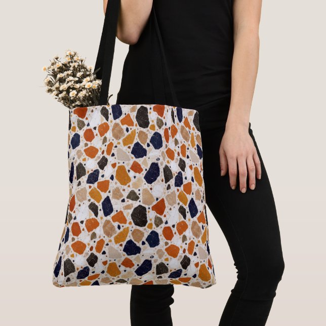 Mediterranean Terrazzo Abstract Design Tote Bag (Close Up)