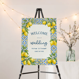 Mediterranean Tile and Lemons Wedding Welcome Sign