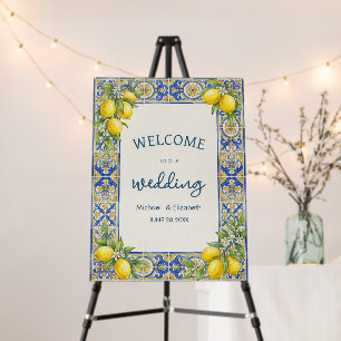 Mediterranean Tile and Lemons Wedding Welcome Sign