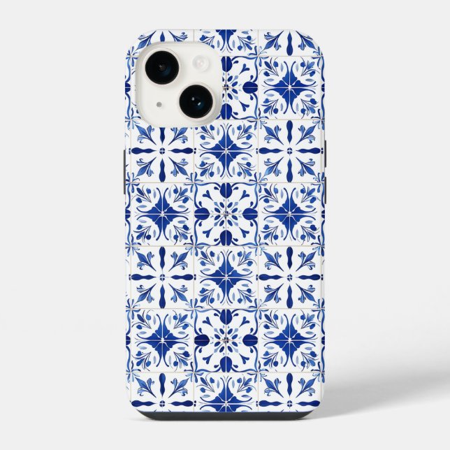 Mediterranean Tile Blue & White Iphone Case (Back)