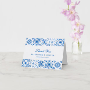 Mediterranean Tile Border Wedding Letterpress Thank You Card