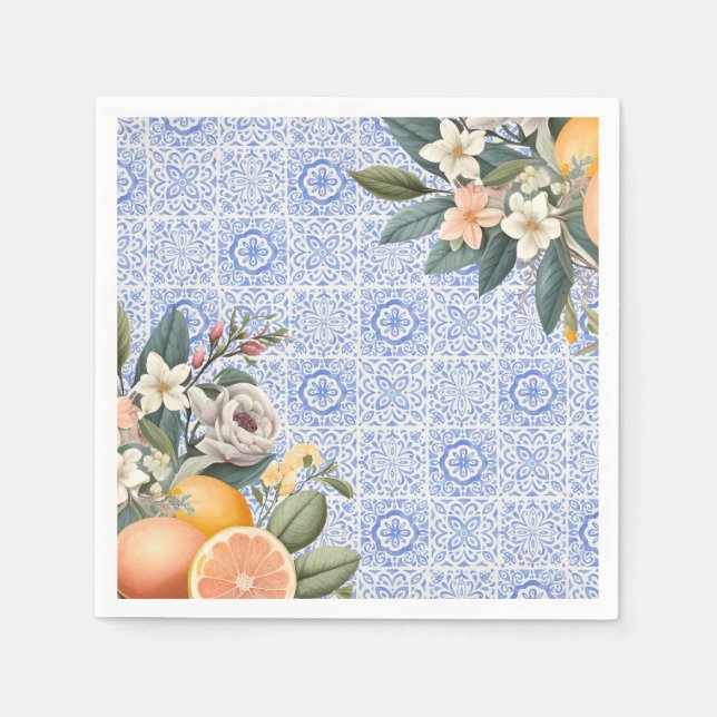 Mediterranean Tile Bridal Shower Napkins (Front)