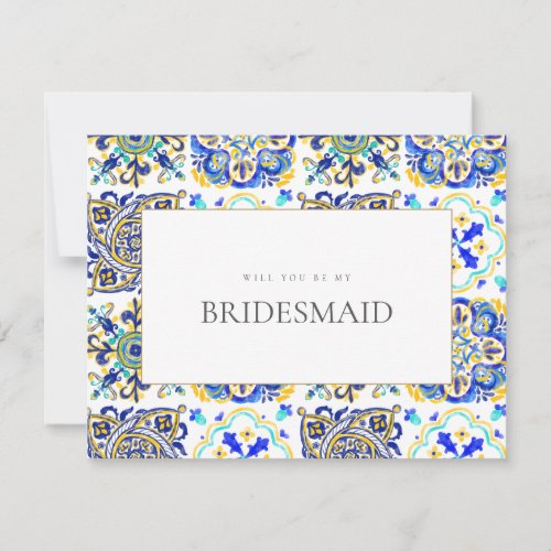 Mediterranean Tile Bridesmaid Proposal Card