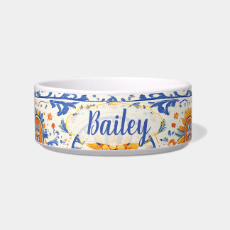Mediterranean Tile Custom Pet Bowl 