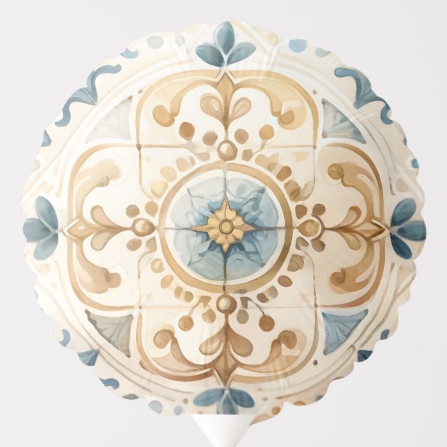 Mediterranean Tile flower Italian Positano Lemon Balloon (Front)