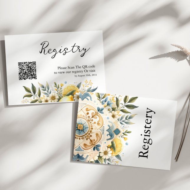 Mediterranean  Tile flower Italian Positano Lemon  Enclosure Card (Creator Uploaded)