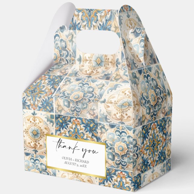 Mediterranean Tile flower Italian Positano Lemon Favor Boxes (Front)