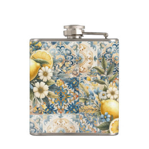 Mediterranean Tile flower Italian Positano Lemon Flask