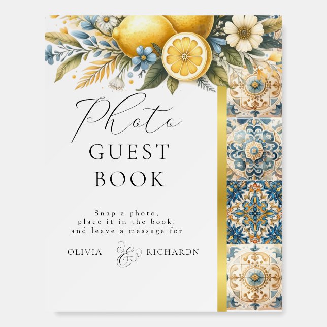 Mediterranean  Tile flower Italian Positano Lemon  Foam Board (Front)