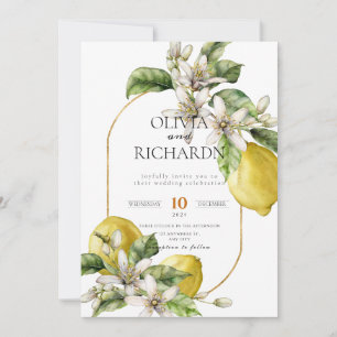 Mediterranean Tile flower Italian Positano Lemon Invitation