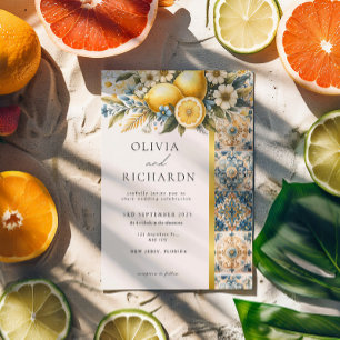 Mediterranean  Tile flower Italian Positano Lemon  Invitation