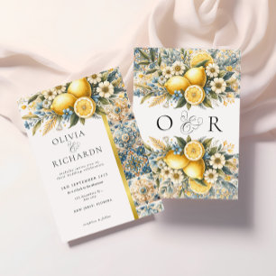 Mediterranean Tile flower Italian Positano Lemon Invitation
