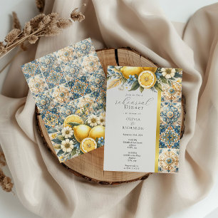 Mediterranean Tile flower Italian Positano Lemon Invitation