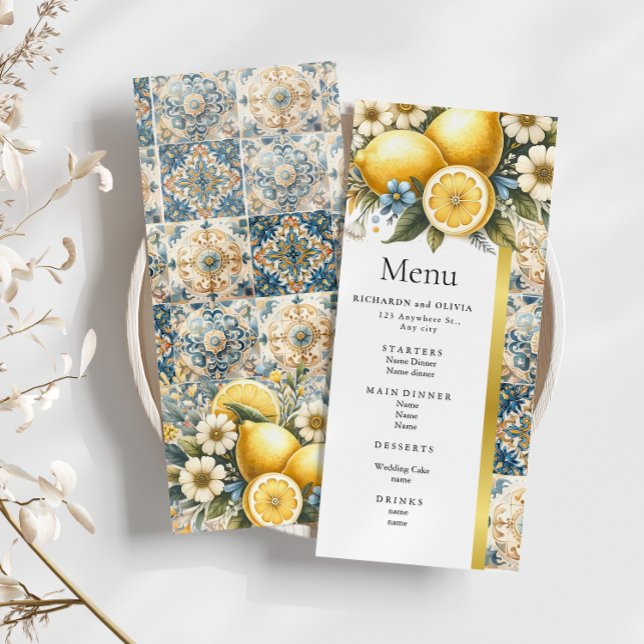 Mediterranean  Tile flower Italian Positano Lemon  Menu (Creator Uploaded)