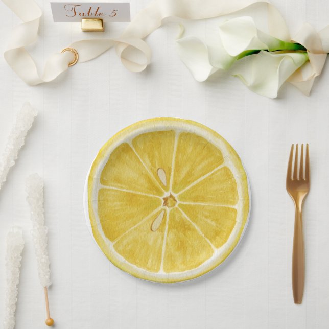 Mediterranean Tile flower Italian Positano Lemon Paper Plates (Wedding)