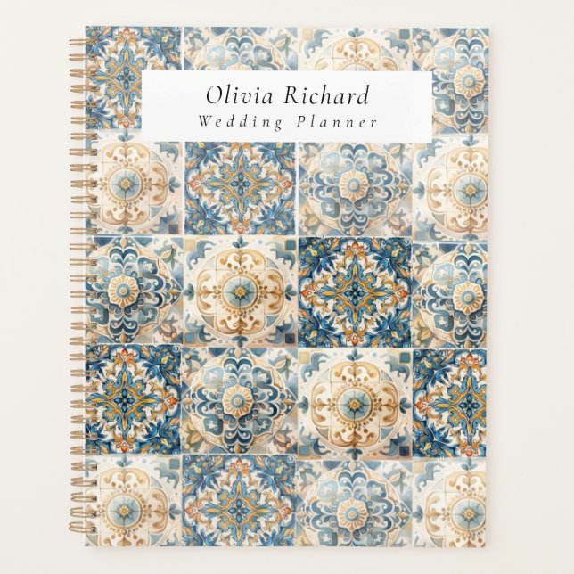Mediterranean Tile flower Italian Positano Lemon Planner (Front)