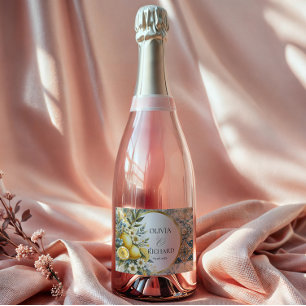 Mediterranean Tile flower Italian Positano Lemon Sparkling Wine Label