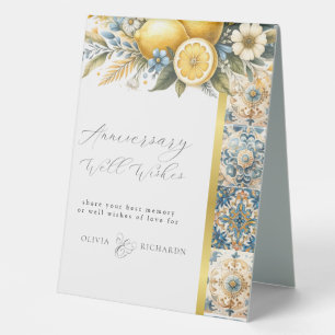 Mediterranean Tile flower Italian Positano Lemon Table Tent