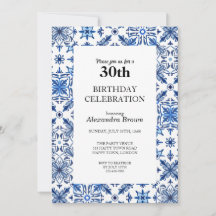 Mediterranean Tile Frame 30th Birthday Photo Party
