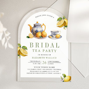 Mediterranean Tile Lemon Tea Party Bridal Shower Acrylic Invitations