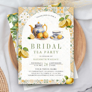 Mediterranean Tile Lemon Tea Party Bridal Shower Invitation