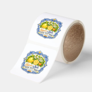 Mediterranean Tile Lemon – Watercolor Art with Nam Square Sticker