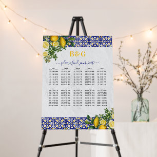 Mediterranean Tile Lemon Wedding Seating Chart Foam Board