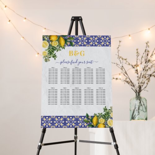 Mediterranean Tile Lemon Wedding Seating Chart Foam Board