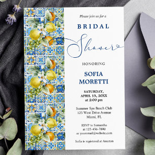 Mediterranean Tile Lemons Baby or Bridal Shower Invitation