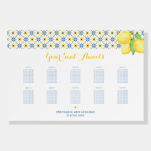 Mediterranean Tile Lemons Wedding Seating Chart Foam Board