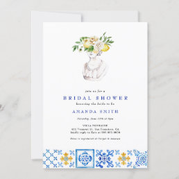 Mediterranean Tile Main Squeze Lemon Bridal Shower Invitation