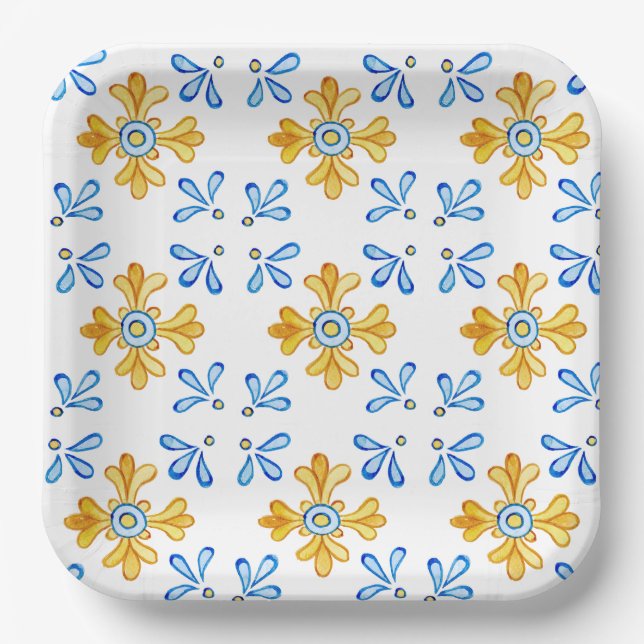 Mediterranean Tile Paper Plates (Front)