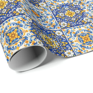 Mediterranean Tile Party Wrap Wrapping Paper