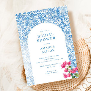 Mediterranean tile pattern Bridal Shower Invitation