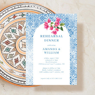 Mediterranean tile pattern Rehearsal Dinner Invitation
